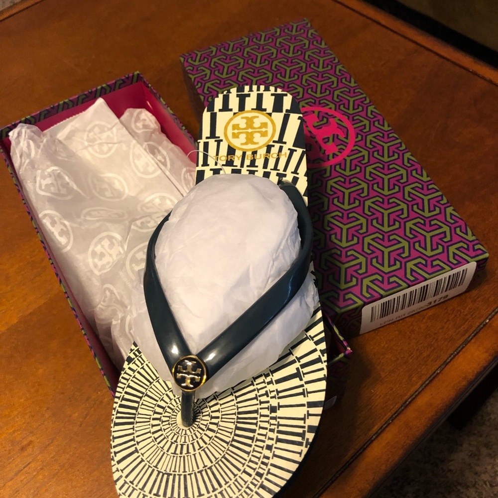Tory Burch Navy Flip Flops